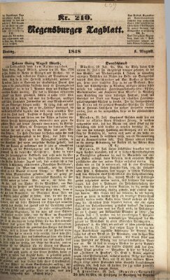 Regensburger Tagblatt Dienstag 1. August 1848