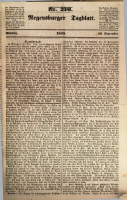 Regensburger Tagblatt Samstag 30. September 1848