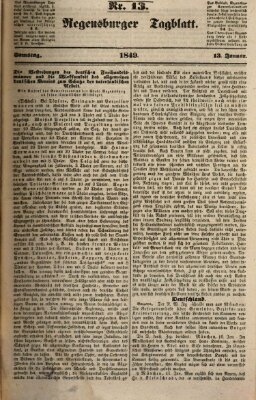 Regensburger Tagblatt Samstag 13. Januar 1849