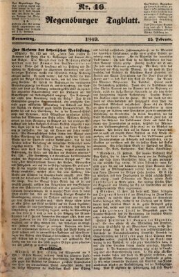 Regensburger Tagblatt Donnerstag 15. Februar 1849