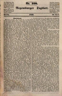 Regensburger Tagblatt Freitag 20. April 1849