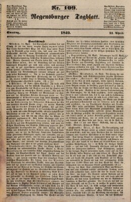 Regensburger Tagblatt Samstag 21. April 1849