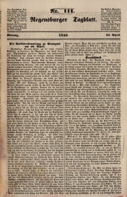 Regensburger Tagblatt Montag 23. April 1849