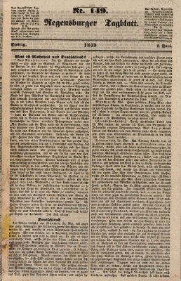 Regensburger Tagblatt Freitag 1. Juni 1849