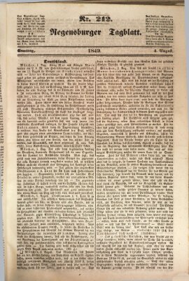 Regensburger Tagblatt Samstag 4. August 1849