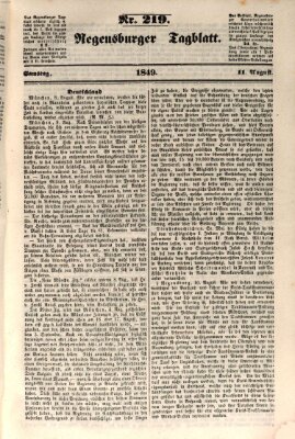 Regensburger Tagblatt Samstag 11. August 1849