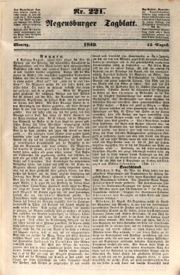 Regensburger Tagblatt Montag 13. August 1849