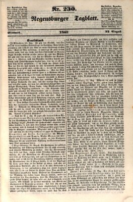 Regensburger Tagblatt Mittwoch 22. August 1849