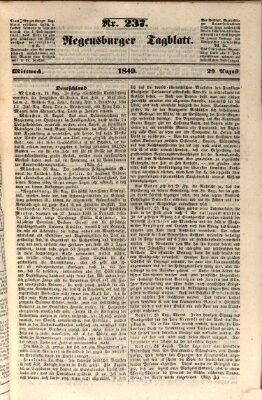 Regensburger Tagblatt Mittwoch 29. August 1849