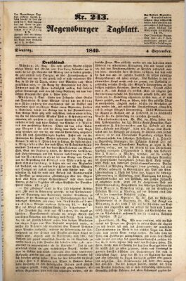 Regensburger Tagblatt Dienstag 4. September 1849