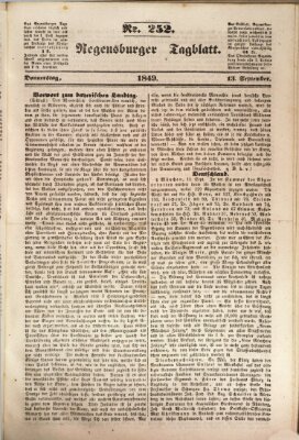 Regensburger Tagblatt Donnerstag 13. September 1849