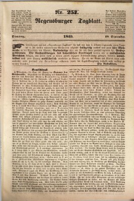 Regensburger Tagblatt Dienstag 18. September 1849