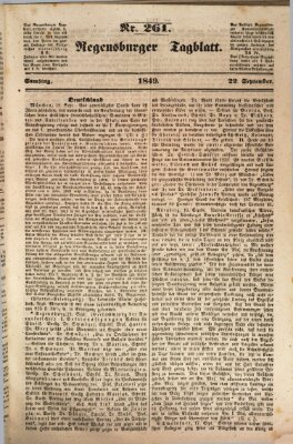 Regensburger Tagblatt Samstag 22. September 1849