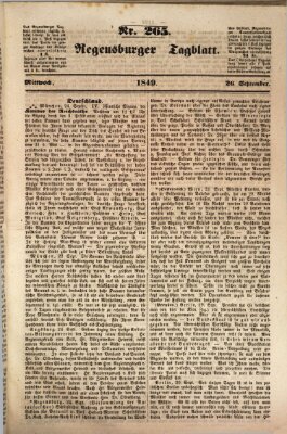 Regensburger Tagblatt Mittwoch 26. September 1849