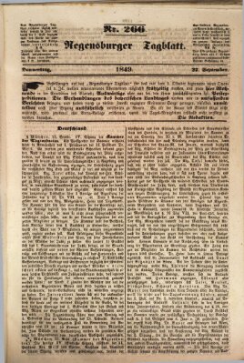 Regensburger Tagblatt Donnerstag 27. September 1849