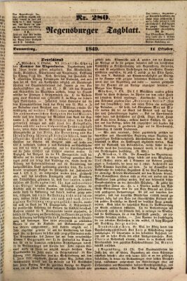 Regensburger Tagblatt Donnerstag 11. Oktober 1849