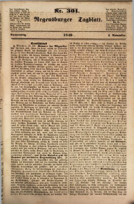 Regensburger Tagblatt Donnerstag 1. November 1849