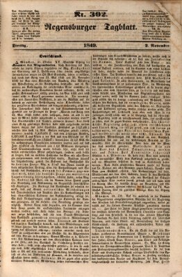 Regensburger Tagblatt Freitag 2. November 1849