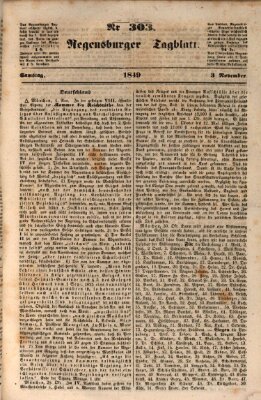 Regensburger Tagblatt Samstag 3. November 1849