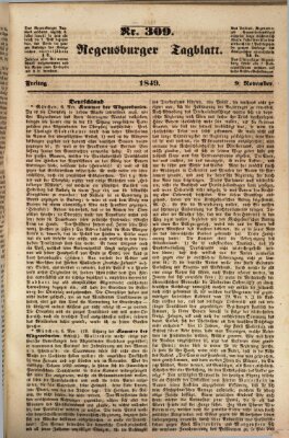 Regensburger Tagblatt Freitag 9. November 1849