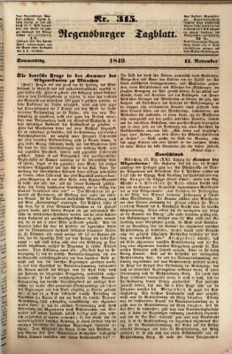 Regensburger Tagblatt Donnerstag 15. November 1849