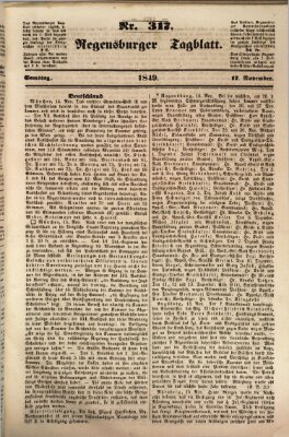 Regensburger Tagblatt Samstag 17. November 1849