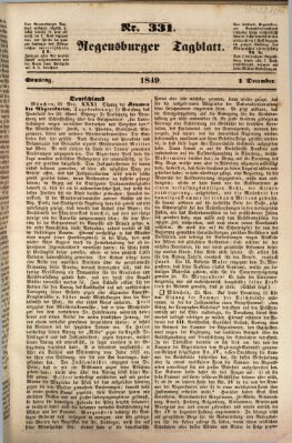 Regensburger Tagblatt Samstag 1. Dezember 1849