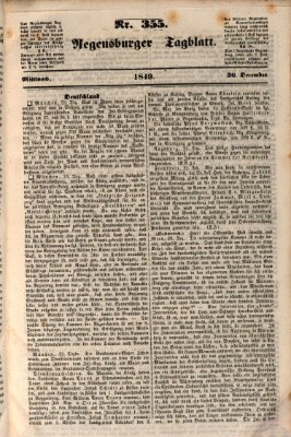 Regensburger Tagblatt Mittwoch 26. Dezember 1849