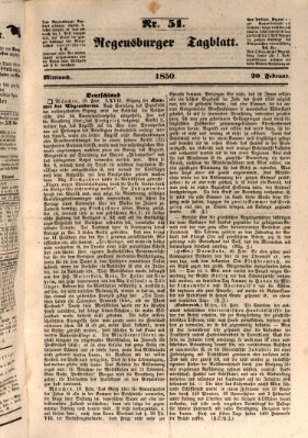 Regensburger Tagblatt Mittwoch 20. Februar 1850