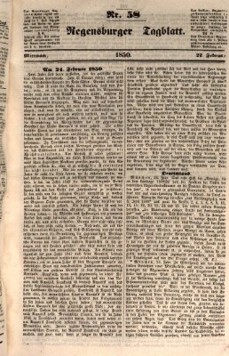 Regensburger Tagblatt Mittwoch 27. Februar 1850