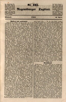 Regensburger Tagblatt Mittwoch 17. April 1850