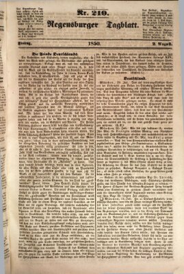 Regensburger Tagblatt Freitag 2. August 1850