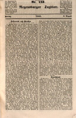 Regensburger Tagblatt Freitag 9. August 1850