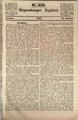 Regensburger Tagblatt Mittwoch 20. November 1850