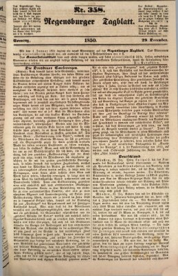 Regensburger Tagblatt Sonntag 29. Dezember 1850