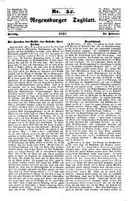 Regensburger Tagblatt Freitag 21. Februar 1851