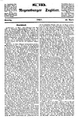 Regensburger Tagblatt Sonntag 13. April 1851