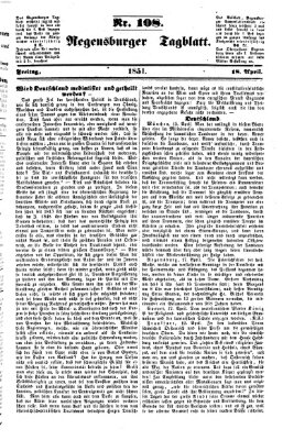 Regensburger Tagblatt Freitag 18. April 1851