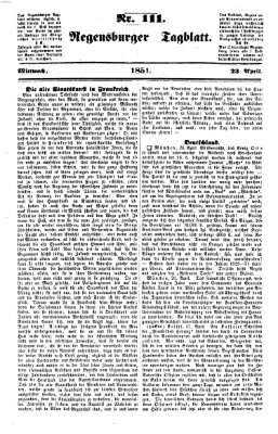 Regensburger Tagblatt Mittwoch 23. April 1851