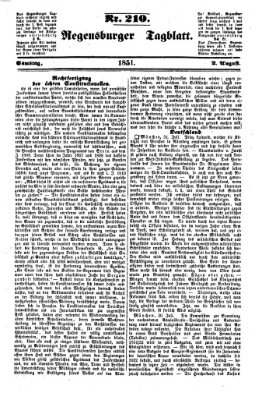 Regensburger Tagblatt Samstag 2. August 1851