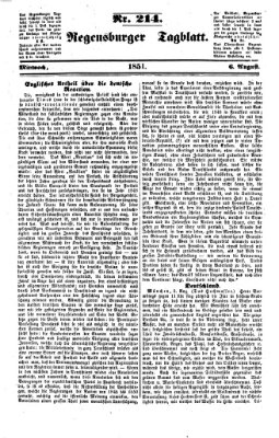 Regensburger Tagblatt Mittwoch 6. August 1851