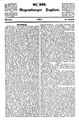 Regensburger Tagblatt Montag 11. August 1851