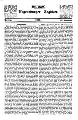 Regensburger Tagblatt Freitag 19. September 1851