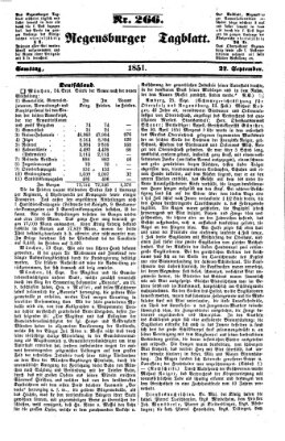 Regensburger Tagblatt Samstag 27. September 1851