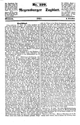 Regensburger Tagblatt Mittwoch 1. Oktober 1851