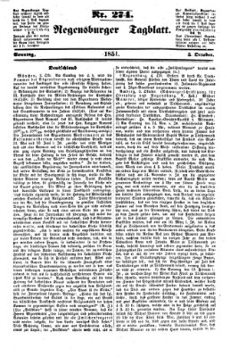 Regensburger Tagblatt Sonntag 5. Oktober 1851