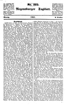 Regensburger Tagblatt Montag 6. Oktober 1851