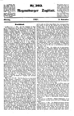 Regensburger Tagblatt Montag 3. November 1851