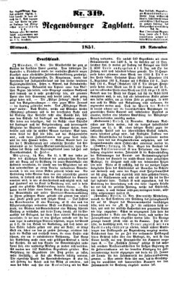 Regensburger Tagblatt Mittwoch 19. November 1851