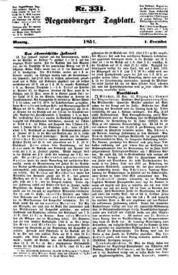 Regensburger Tagblatt Montag 1. Dezember 1851